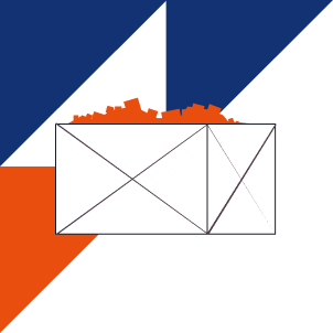 Ilustracja gotowego paliwa RDF w przemysłowym kontenerze na dekoracji w kolorach granatowym i pomarańczowym